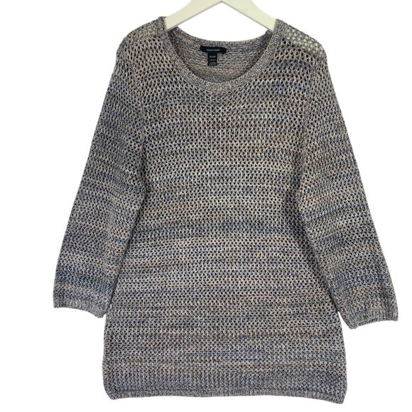 Alison Sheri grey Silver Long Sleeve Open Knit Sweater size xl - Picture 12 of 14